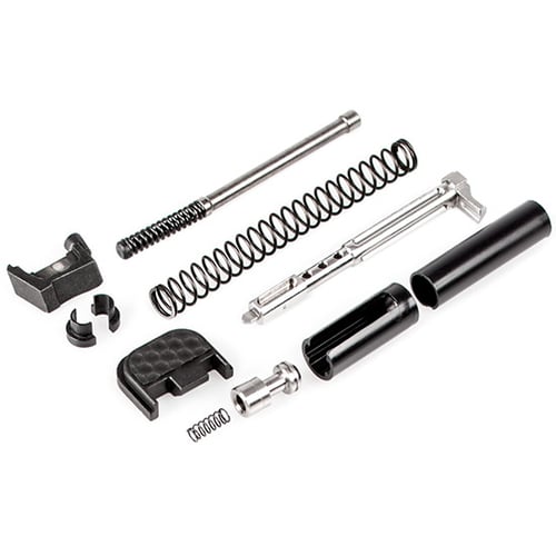ZEV PRO UPPER PARTS KIT 9MMZev-Pro Upper Parts Kit - 9mm Not Gen-5 compatible - Channel liner - Striker sleeve - Spring Cups - Extractor Rod, Bearing ,and Spring Assembly - ZEV Backplate - ZEV Steel Firing Pin Safety and Spring - ZEV PRO Striker Spring- ZEV Steel Firing Pin Safety and Spring - ZEV PRO Striker Spring